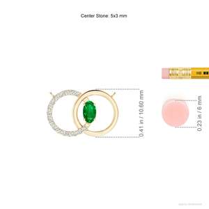 14K Solid Gold Natural <b>Emerald</b> Interlocking Circle <b>Pendant</b> Necklace With Diamond Accents Fine Jewellery Neo Heritage - Product Image 2