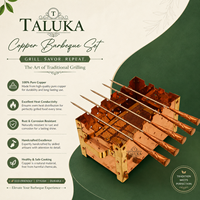 Grille de barbecue artisanale en cuivre avec bâtonnets de Paneer Tikka, support de cuisson pour poulet Tikka BBQ, ensemble de service pour la maison et les restaurants