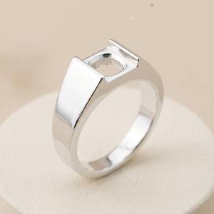 Anillo de Plata de Ley 925 Sólida con Corte Cojín de 6x6mm, Banda Ancha con Canal, Anillo Semimontado para Gema Suelta, Joyería Personalizada - Product Image 2