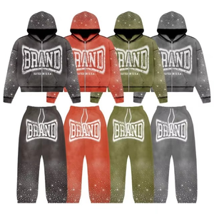 Custom Vintage Canvas Tech Fleece Cotton Sweat Suit Unisex Hooded Drawstring Jogger Plus Size Heavyweight Lace Printed Winter - Product Image 6