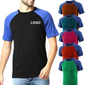T-shirt Ringer à Manches Courtes Personnalisé en Polyester/Coton Écologique, Séchage Rapide, Respirant, pour Homme, avec Logo Imprimé Numérique et Col Uni - Product Image 1