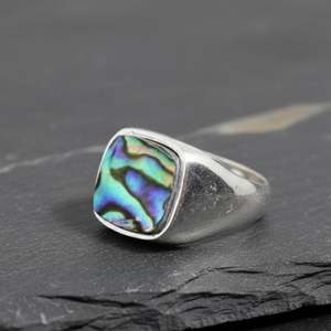 Abalone <b>Shell</b> Ring 925 Sterling Silver Mens Handmade Gemstone Jewelry Statement Ring Elegant Gift For Him - Product Image 2