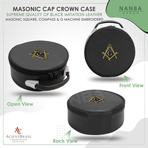 กล่องใส่หมวกทรงมงกุฎลายปักสีทอง Black Square Compass & G Machine พร้อมซิปปิด ผลิตจากหนังเทียมน้ำหนักเบา - Product Image 5