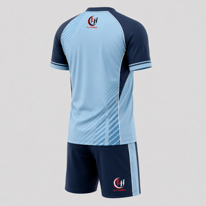 Fly Humble Men's Soccer Jersey Set Light Blue Navy V-Neck Short Sleeve Moisture Wicking <b>Athletic</b> Fit All Seasons Sublimated Prin - Product Image 2