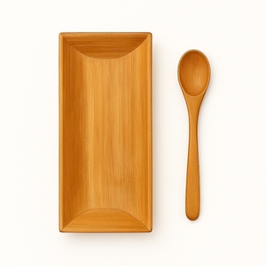 Bamboo Bohemian Solid Pattern Eco-Friendly Dishwasher Safe <b>Disposable</b> Durable Party & Wedding Serving <b>Platter</b> with Spoon - Product Image 1