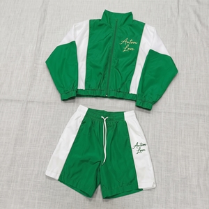 Custom Logo <b>Women</b> Windbreaker Shorts Set Wholesale Blank Orange Tracksuit Two Piece Zipper <b>Jacket</b> Activewear Casual Solid - Product Image 3