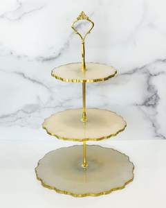 Elegant Green Marbled Resin Cake Stand with Modern Design Perfect for Cake and Dessert Display Luxury <b>Kitchen</b> and Table <b>Decor</b> - Product Image 4