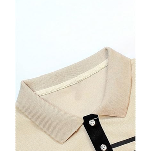 Chemise de golf décontractée pour homme, manches courtes, boutonnée, à rayures, col classique, t-shirt de travail d'été - Product Image 2