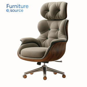 Chaise de bureau ergonomique moderne avec accoudoir réglable-Cadre en cuir PU et aluminium Base rotative Approvisionnement en vrac OEM du Vietnam - Product Image 1