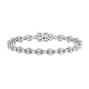 Pulsera de Cadena con Moissanita Corte Marquesa, Chapada en Plata 925, Joyería de Lujo para Mujer, Regalo de Boda para Fiestas y Eventos - Product Image 1