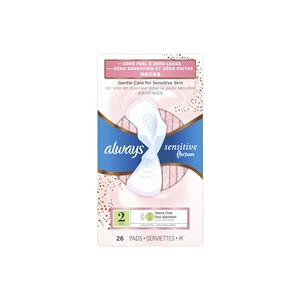 Serviettes hygiéniques Always Sensitive, solution de soins féminins, design hypoallergénique et technologie de protection contre les fuites confortable. - Product Image 1