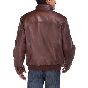 Chaqueta de moto lavada con cuello levantado personalizada para hombre, ajuste de piel de vaca genuina y piel de cordero, capa superior de temporada de invierno - Product Image 2