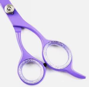 Tijeras Profesionales para Cabello Color Púrpura, Hoja de Acero Inoxidable, Mango Largo, para Diestros, Tijeras de Peluquería - Product Image 3