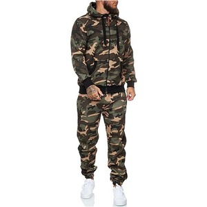 Conjunto Deportivo de Camuflaje para Hombre, 2 Piezas, Sudadera con Cremallera y Pantalones Deportivos, Ropa Deportiva, 100% Poliéster Sin Costuras, Venta al Por Mayor Personalizada - Product Image 4