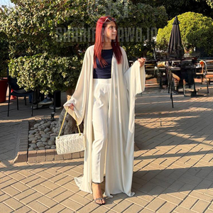 Precio al por mayor Nuevo y elegante vestido casual Abaya para mujer musulmana con logo personalizado, tallas variadas, transpirable, ligero, largo hasta el suelo, manga larga - Product Image 3