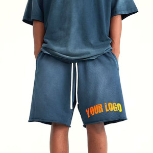 Shorts de jogging pour hommes personnalisés, délavés à l'acide, style streetwear, couleur unie, effet usé, écologiques, séchage rapide, OEM - Product Image 4