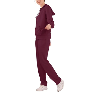 Survêtement sportif léger et chaud pour femme, col en V, cordon de serrage, doublure polaire, polyester/coton, flanelle épaisse, automne - Product Image 4