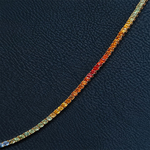 Collar Rizta Jewel Sapphire con Diamantes Redondos en Oro Sólido de 14K, Piedra Natural, Unisex, Estilo Clásico Riviera, 20 Pulgadas, 16.50ct - Product Image 2