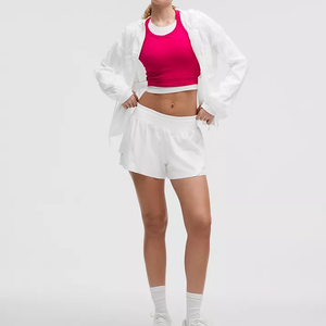 Shorts de sport pour femmes, blancs, à taille élastique, tricotés, imprimés, respirants, taille haute, coupe ample, séchage rapide, pour le tennis, la course à pied et le yoga - Product Image 2