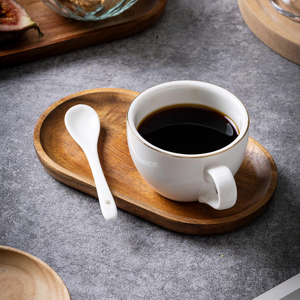 Plateau et sous-plat en bois d'acacia massif pour hôtel, idéal pour les fruits, les desserts et les plats - Product Image 1