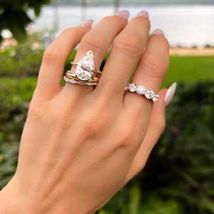 Bague de Fiançailles Solitaire Luxe en Or Massif 14K avec Diamant de Laboratoire Taille Poire 4 Carats, Demi-Sertie, pour Anniversaire et Mariage, Bande de 1,7 mm - Product Image 6