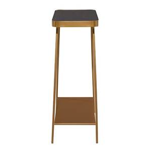 Luxury Industrial Style Iron Console <b>Table</b> with Rock Slab Edge <b>Foldable</b> Design for Modern Home Balcony Use - Product Image 3