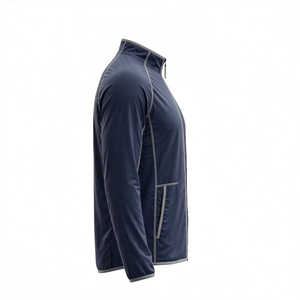 Veste de sport décontractée coupe-vent bleu roi pour homme, col rabattu, fermeture à bouton unique, coupe régulière, pour l'automne, couleur unie, devant délavé - Product Image 3