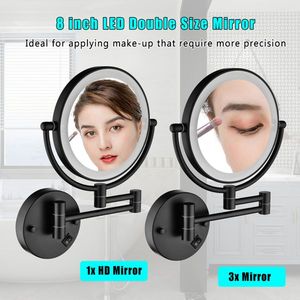 Specchio da parete bifacciale con luce LED e ingrandimento per trucco - Product Image 2