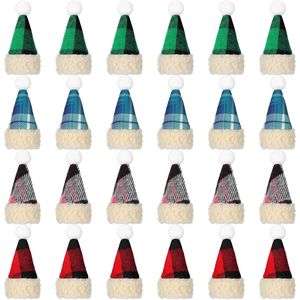 24 Mini Cappelli Natalizi - Coperture per Bottiglie di Vino a Forma di Babbo Natale e Pupazzo di Neve in Maglia per Decorazioni e Artigianato - Product Image 1