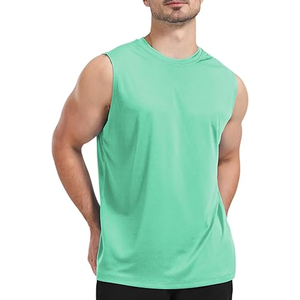เสื้อกล้ามแขนกุดสีเทาสำหรับผู้ชาย คอกลม สีพื้น แห้งเร็ว ผ้าถัก สวมใส่สบายๆ - Product Image 6