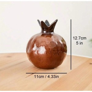 Assured Quality <b>Ceramic</b> Pomegranate <b>Vase</b> Glazed Red Modern Tabletop Decor 4-8 Inches - Product Image 5