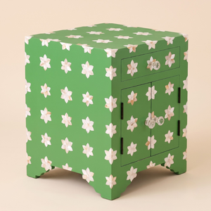 Mesita de noche con diseño floral único en nácar para el hogar, mueble de dormitorio, mesa auxiliar. - Product Image 4