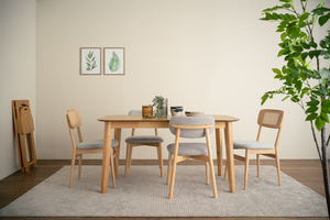 High Quality Modern Rattan <b>Dining</b> <b>Chair</b> with Upholstery Fabric and Wooden Leg for <b>Dining</b> Room and Apartment Use - Product Image 2