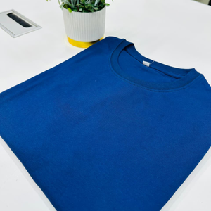 High quality solid blue color <b>T</b> <b>Shirt</b> with round <b>Collar</b> Men's Smart Casual Cotton Piqué regular Fit <b>T</b> <b>shirt</b> with short sleeve - Product Image 1