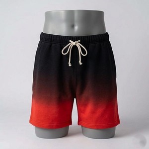 Shorts décontractés et sportifs pour hommes, personnalisés OEM, noir et rouge dégradé, avec cordon de serrage et taille élastique, style streetwear, été 2026 - Product Image 4