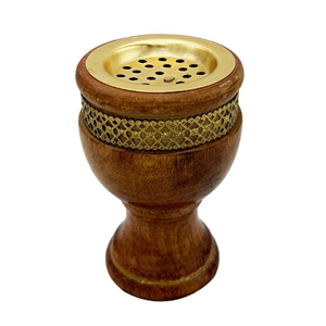 Wooden Cup Bakhoor Burner Handcrafted Goblet Design With Removable Gold <b>Top</b> Tray. Traditional Arabian Incense Holder For Home - Product Image 6