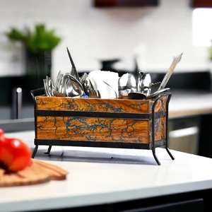 Porte-cuillères et fourchettes en bois, idéal pour la cuisine, design moderne, fait main, organisateur de couverts durable, vente en gros depuis l'Inde - Product Image 5