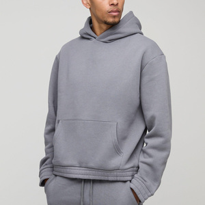 Sudadera con capucha extragrande para hombre, gris, de algodón, felpa francesa, con logo estampado en la parte delantera, informal, para otoño, uso diario y precios al por mayor. - Product Image 6