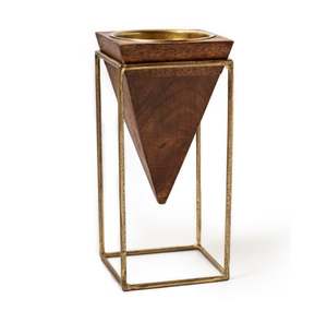 Quemador de Incienso de Madera Hecho a Mano con Forma de Pirámide, con Cuenco de Latón y Base Metálica, Decoración para el Hogar, Calidad de Exportación - Product Image 4