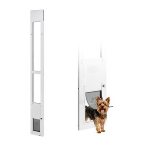 Porta per Cani Regolabile in Altezza per Finestre Scorrevoli in Vetro da 75 7/8" a 80 11/16" con Telaio in Lega di Alluminio e Cerniera Girevole - Accessori per Finestre - Product Image 1