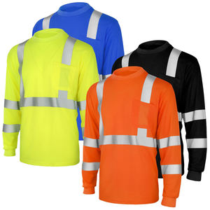 Wholesale Custom Design Unisex <b>Long</b> <b>Sleeve</b> High Visibility <b>T</b>-<b>Shirt</b> Construction Work Reflective Stripes Safety Polo <b>Shirt</b> - Product Image 6