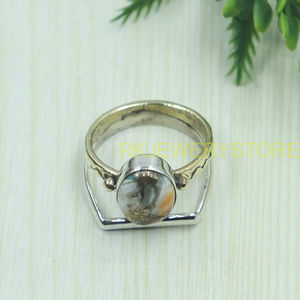 Natural Oyster Turquoise Gemstone <b>Ring</b> Handmade 925 Sterling Silver & Brass Boho <b>Statement</b> <b>Ring</b> Artisan Jewelry Gift for Her him - Product Image 2