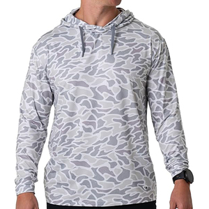 Chemise de pêche à manches longues pour homme, camouflage gris, à capuche, UPF 50, séchage rapide, anti-UV, en polyester - Product Image 1