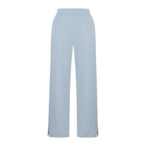 Pantalones anchos de cintura media para mujer, color verde liso, de crepé, corte holgado, largo completo, cintura elástica, estilo casual de invierno, antiarrugas. - Product Image 3