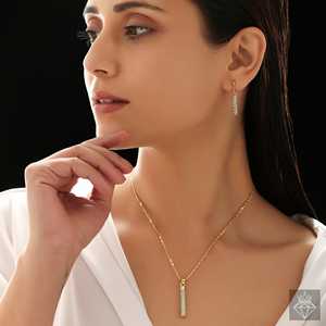 PRAO Conjunto de collar de cristal elegante con pendientes Colección de joyas antideslustre - Product Image 5