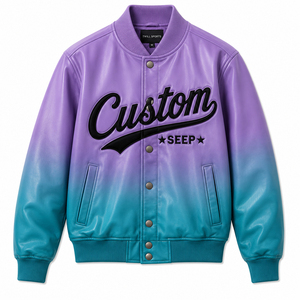Wholesale Manufacturer <b>Men's</b> PU Leather <b>Varsity</b> <b>Bomber</b> <b>Jacket</b> Custom Embroidery OEM Streetwear - Product Image 1