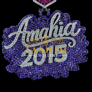 Custom Christian 925 Sterling <b>Silver</b> 10K Gold Plated Hip Hop 2015 Amahia <b>Charm</b> Pendants VVS Moissanite GIA Certified Personalize - Product Image 1
