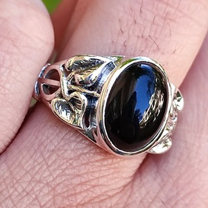 Black Onyx <b>Ring</b> 925 Sterling <b>Silver</b> Handmade Boho <b>Statement</b> Promise <b>Ring</b> for Women Natural Oval Black Onyx <b>Ring</b> July Birthstone - Product Image 6
