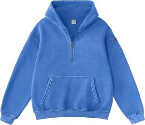 Sudadera con capucha de forro polar bordada con lavado ácido, personalizable, 100% algodón, gruesa, oversize, para hombre y mujer, otoño - Product Image 1