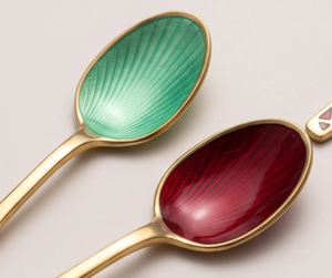 Elegant Gold Plated Tea Spoons Set With Colorful Enamel Handles And <b>Mirror</b> Finish Modern Design Durable Cutlery For Kitchen Use - Product Image 2